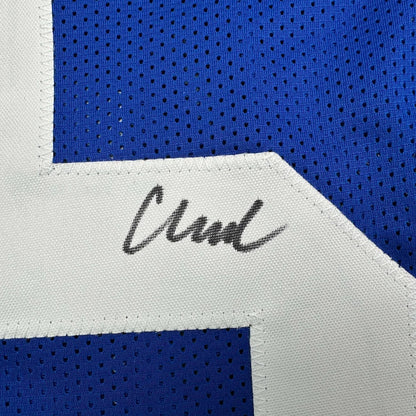 Autographed/Signed Abdul Carter New York Blue Football Jersey Beckett BAS COA
