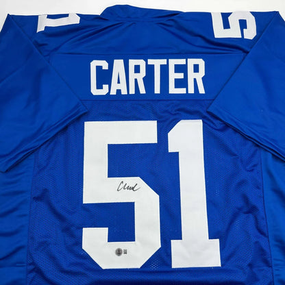 Autographed Abdul Carter New York Blue Football Jersey Beckett BAS COA | Certified Authentic Signed Memorabilia | vintageantiquesgifts.com