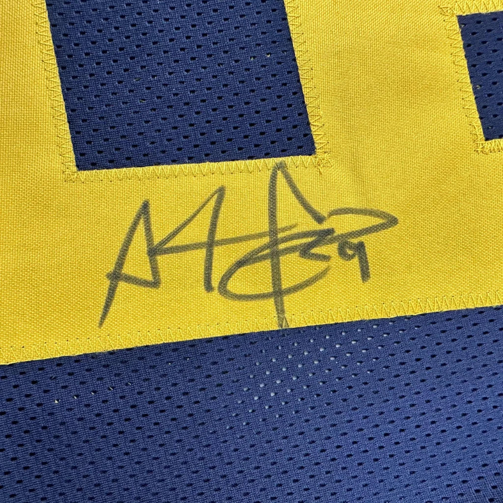 Autographed Adam Pacman Jones West Virginia navy blue custom jersey