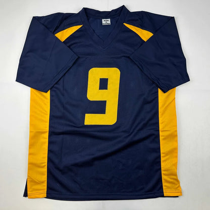 Dark blue and yellow custom jersey with number 9 from Professional Sports League