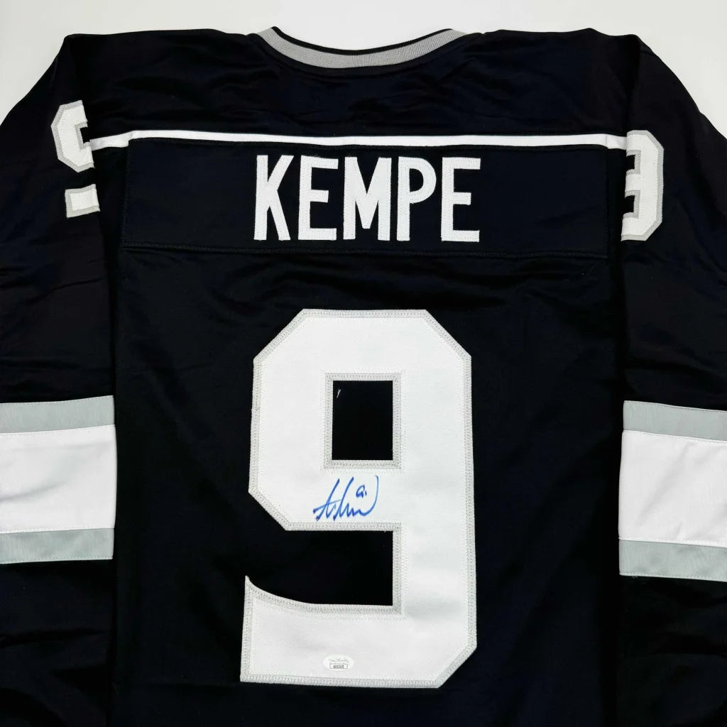 Autographed Adrian Kempe Los Angeles LA Black Hockey Jersey JSA COA | Certified Authentic Signed Memorabilia | vintageantiquesgifts.com