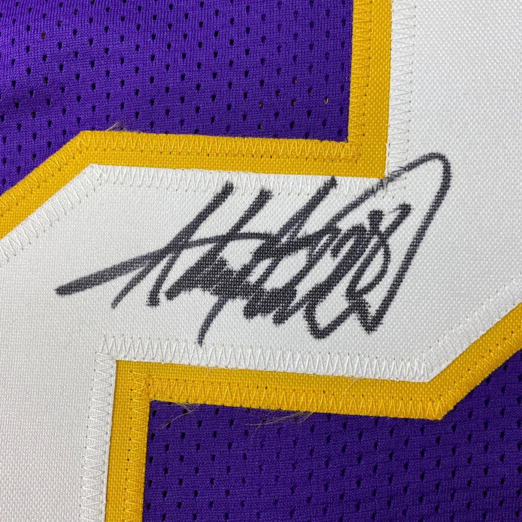 Purple and gold mesh Adrian Peterson signed Vikings jersey from the professional sports league