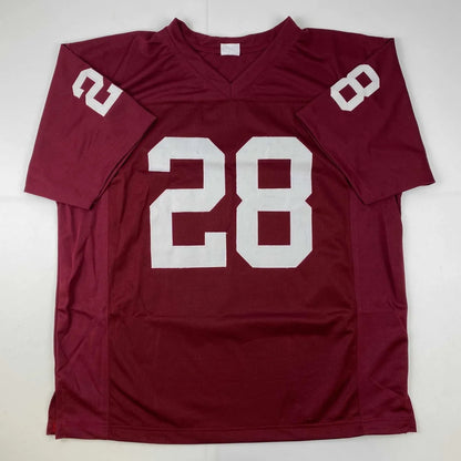 Autographed Adrian Peterson Oklahoma maroon custom jersey with number 28