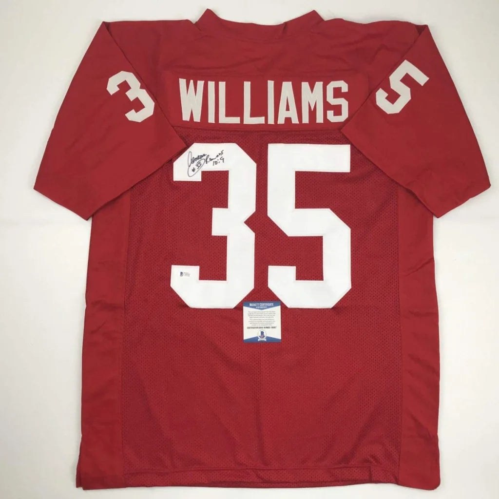 Autographed Aeneas Williams crimson Alabama Tide custom jersey, number 35