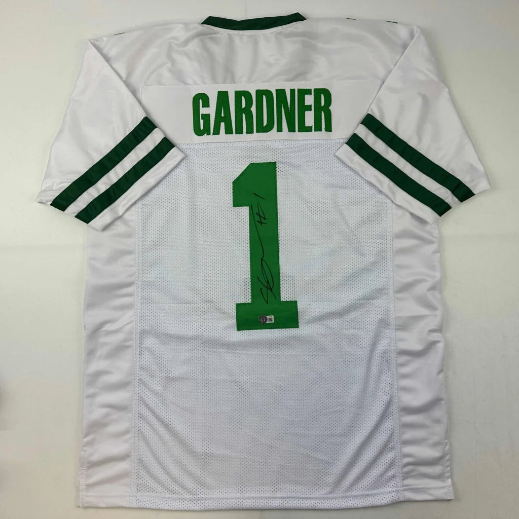 Autographed Ahmad Sauce Gardner New York White Retro Football Jersey Beckett BAS COA | Hall of Fame Sports Memorabilia | vintageantiquesgifts.com