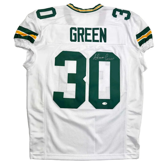 Autographed Ahman Green Green Bay White Football Jersey JSA COA | Hall of Fame Sports Memorabilia | vintageantiquesgifts.com