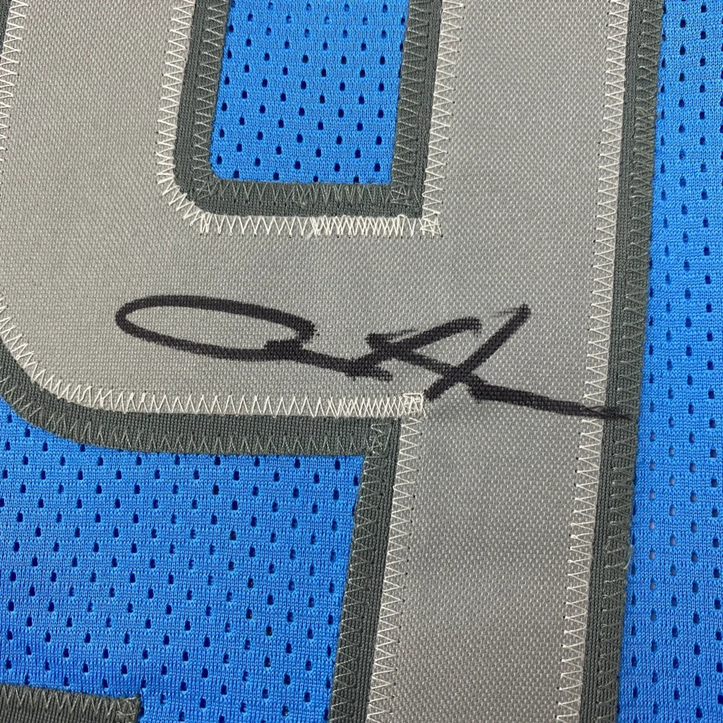 Autographed Aidan Hutchinson Detroit Lions blue custom jersey with black signature