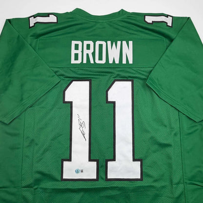 Autographed AJ Brown Philadelphia green custom jersey, number 11, Beckett COA