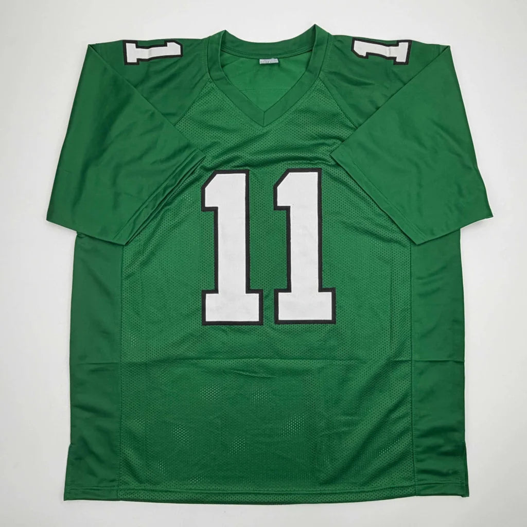 Autographed AJ Brown Philadelphia Kelly green custom jersey with number 11