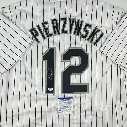 Autographed Pierzynski Chicago Pinstripe custom jersey with number 12 for professional sports fans