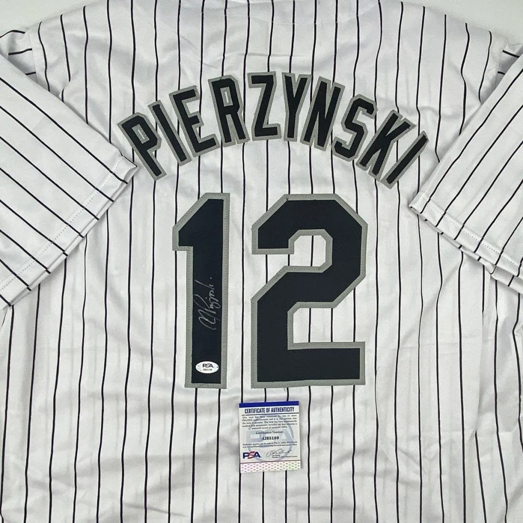 Autographed AJ A.J. Pierzynski Chicago Pinstripe Baseball Jersey PSA/DNA COA | Certified Authentic Signed Memorabilia | vintageantiquesgifts.com