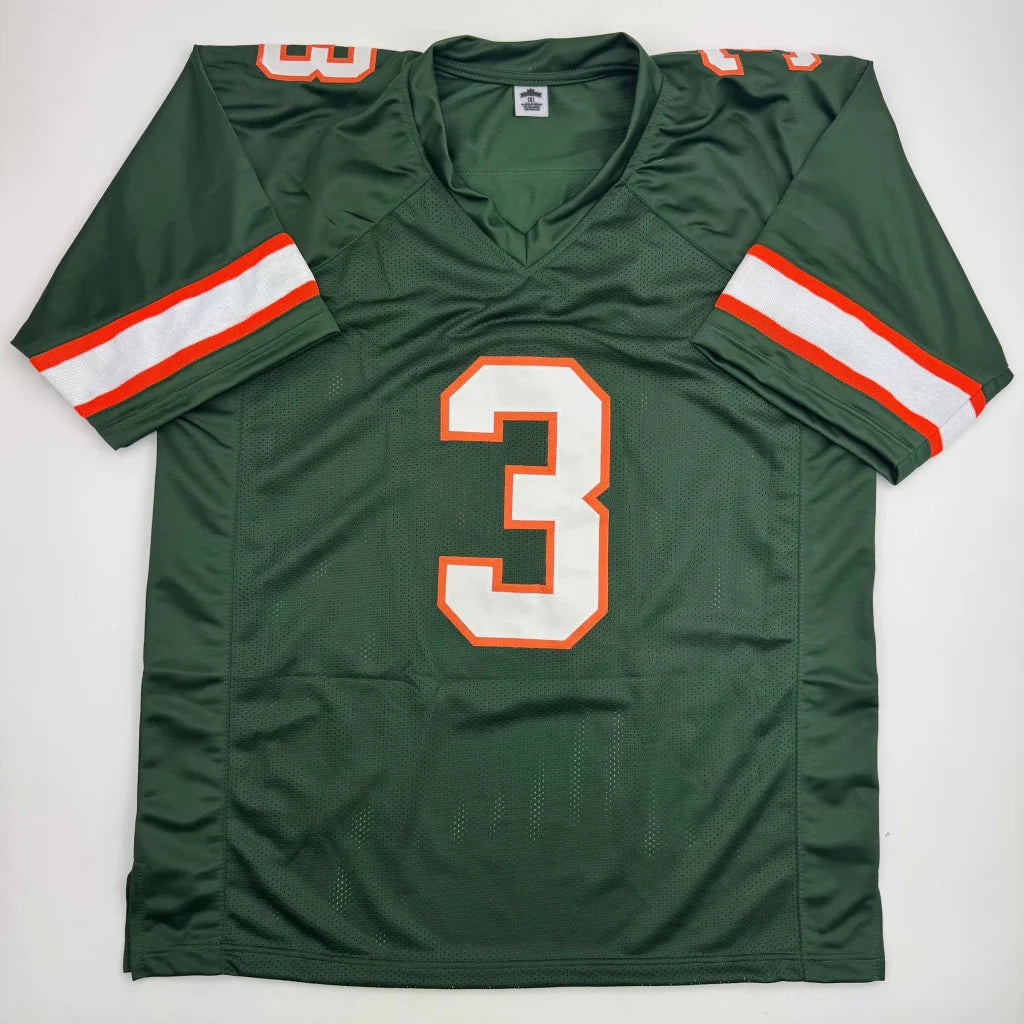 Autographed Akheem Mesidor Miami Green College Football Jersey Beckett BAS COA | Authenticated Signed Sports Jersey | vintageantiquesgifts.com