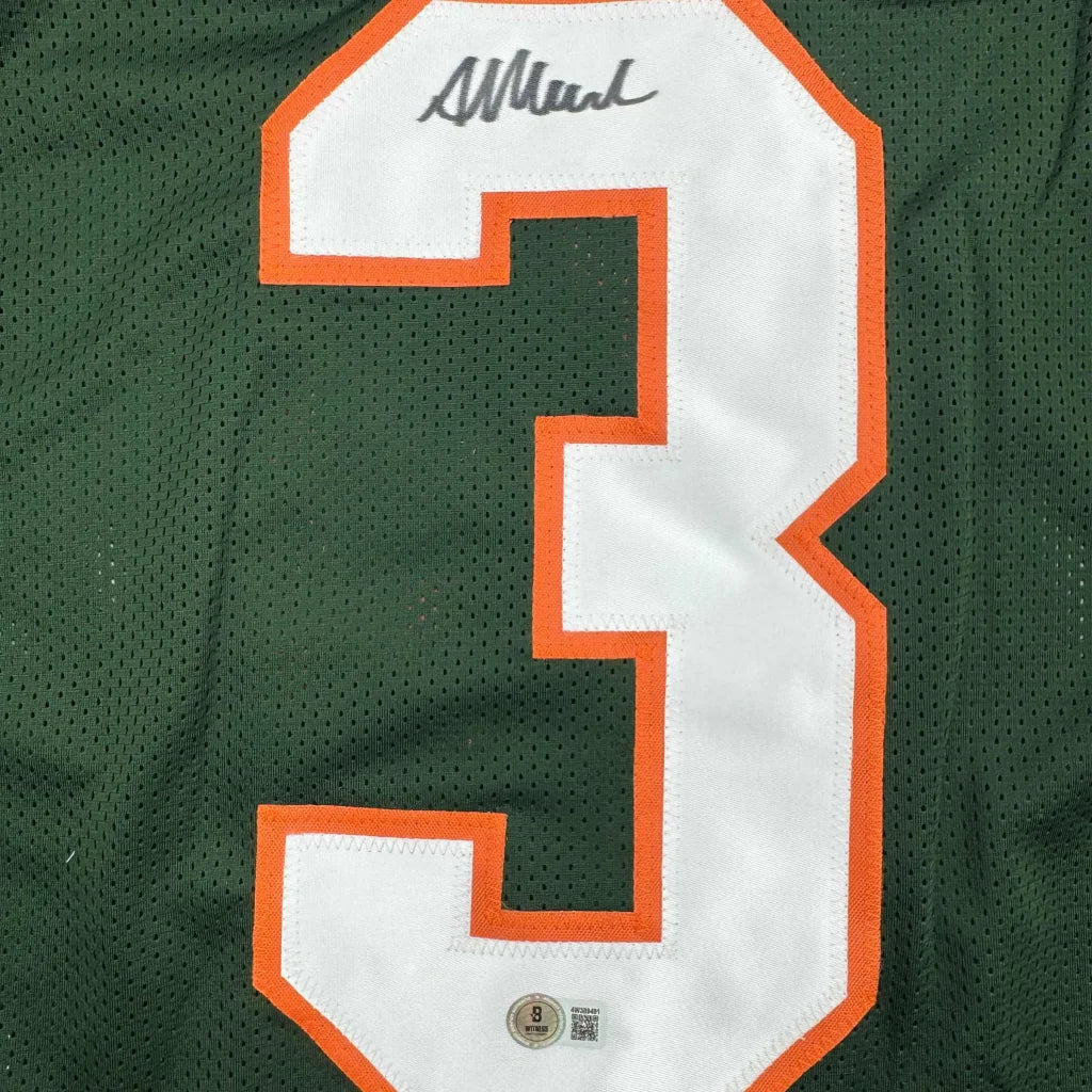 Autographed Akheem Mesidor Miami Green College Football Jersey Beckett BAS COA | Authenticated Signed Sports Jersey | vintageantiquesgifts.com