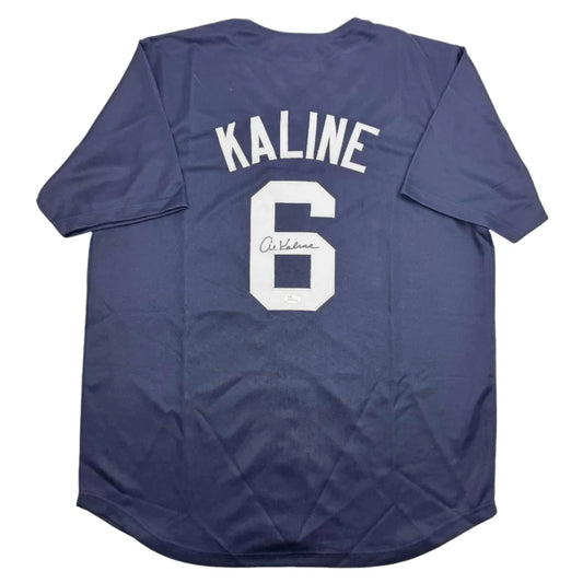 Autographed navy blue Kaline Detroit custom jersey with number 6 for your memorabilia collection