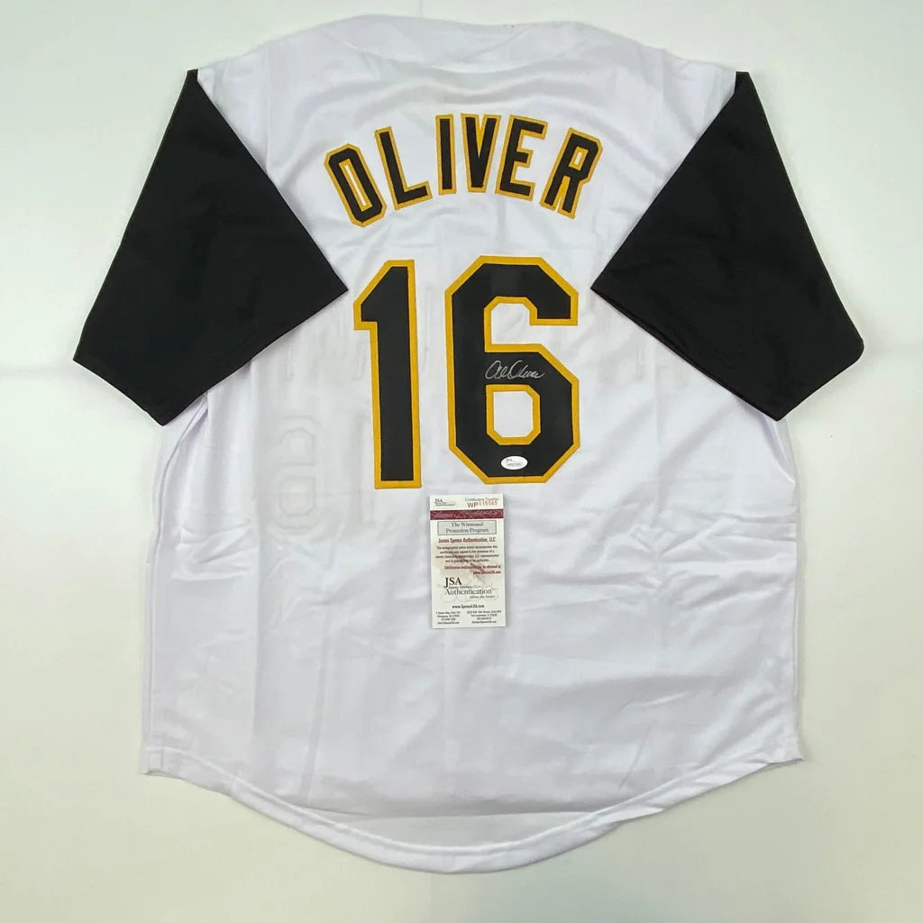 White custom jersey from professional sports league with OLIVER 16 autograph