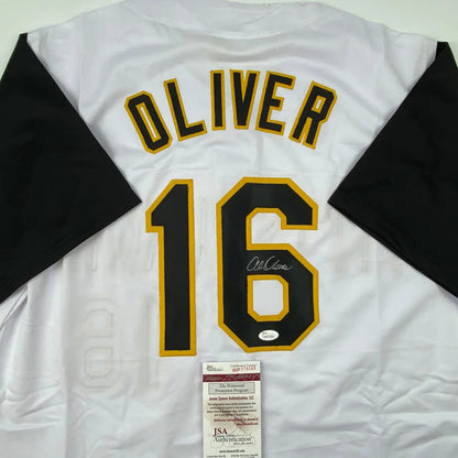 Autographed Al Oliver Pittsburgh Pirates White Baseball Jersey JSA COA | Certified Authentic Signed Memorabilia | vintageantiquesgifts.com