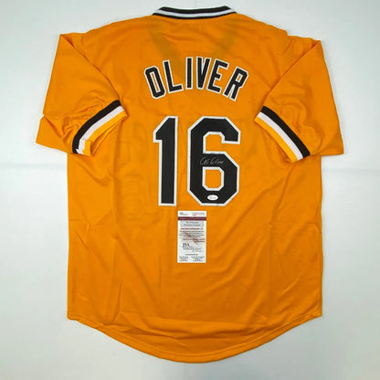Autographed Al Oliver Pittsburgh Pirates custom jersey, number 16, JSA COA
