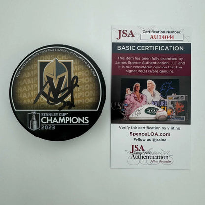 Autographed Alec Martinez Vegas Golden Knights 2023 Stanley Cup puck JSA