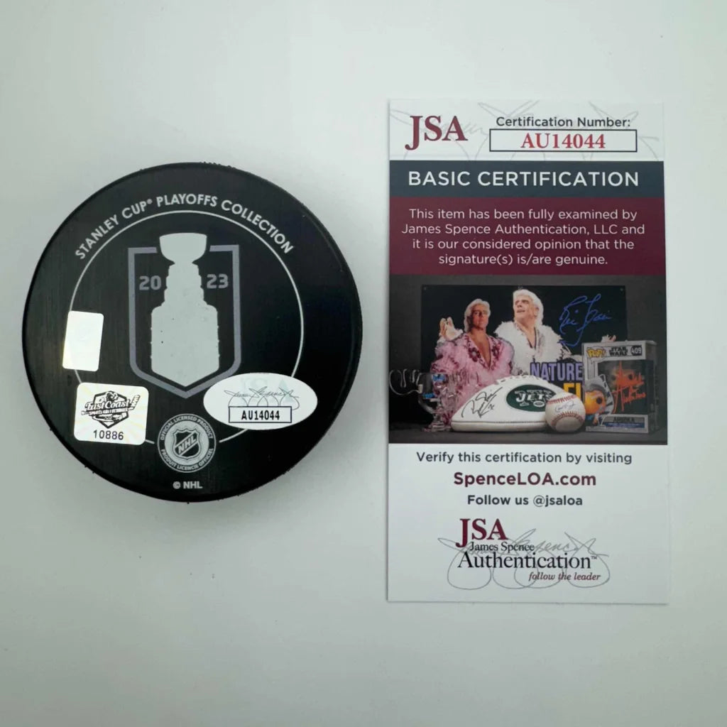 Autographed Alec Martinez 2023 Stanley Cup Golden Knights puck with JSA COA