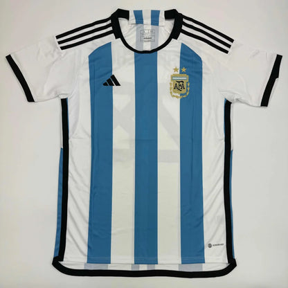 Argentina national football team home jersey with blue and white stripes, third party authentication