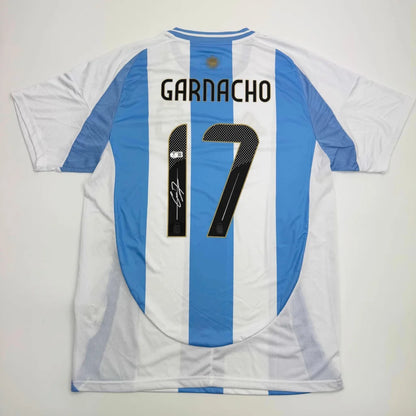 Autographed Alejandro Garnacho Argentina Blue Soccer Futbol Jersey Beckett BAS COA #2 | Hall of Fame Sports Memorabilia | vintageantiquesgifts.com