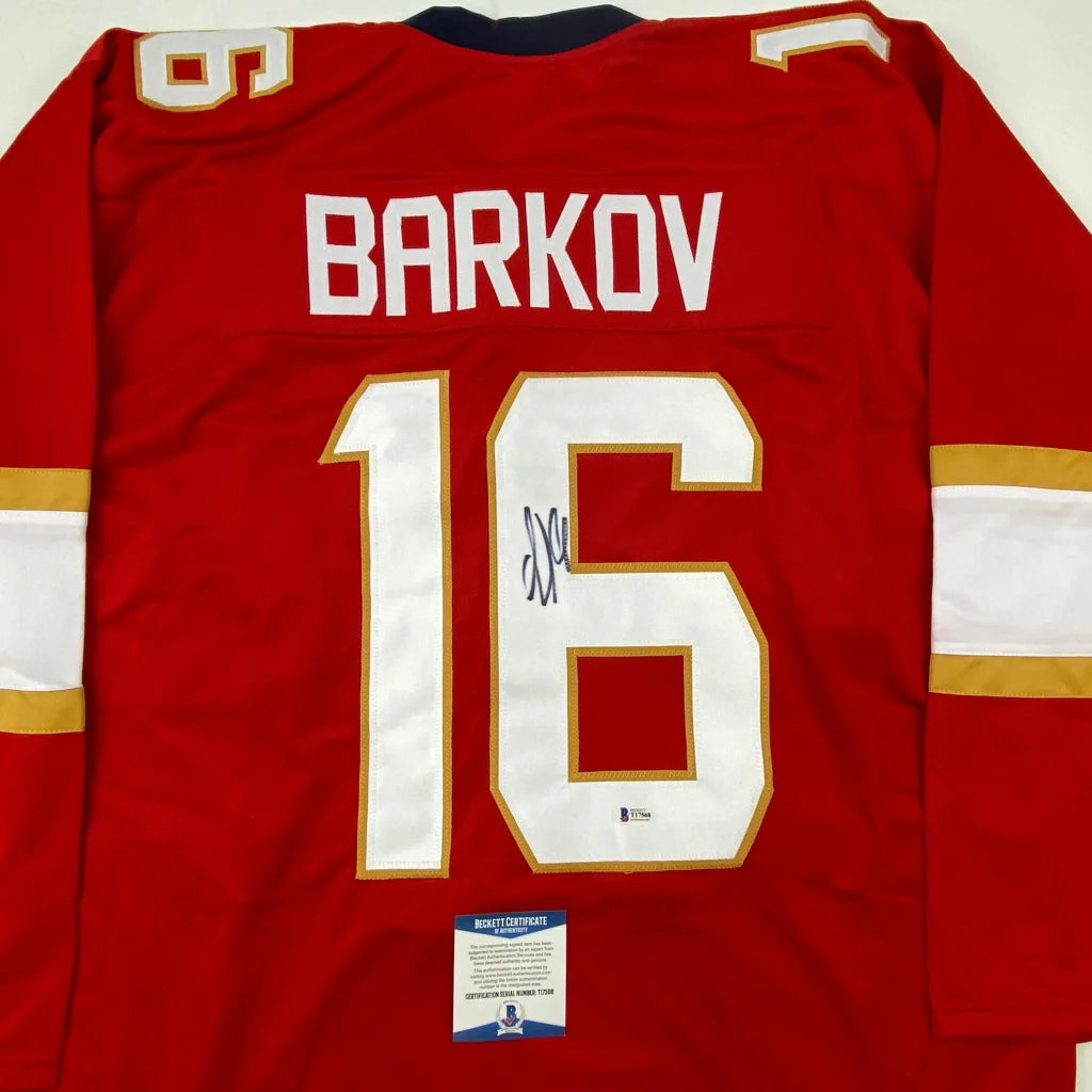 Autographed Aleksander Barkov Florida Red Hockey Jersey Beckett BAS COA | Certified Authentic Signed Memorabilia | vintageantiquesgifts.com