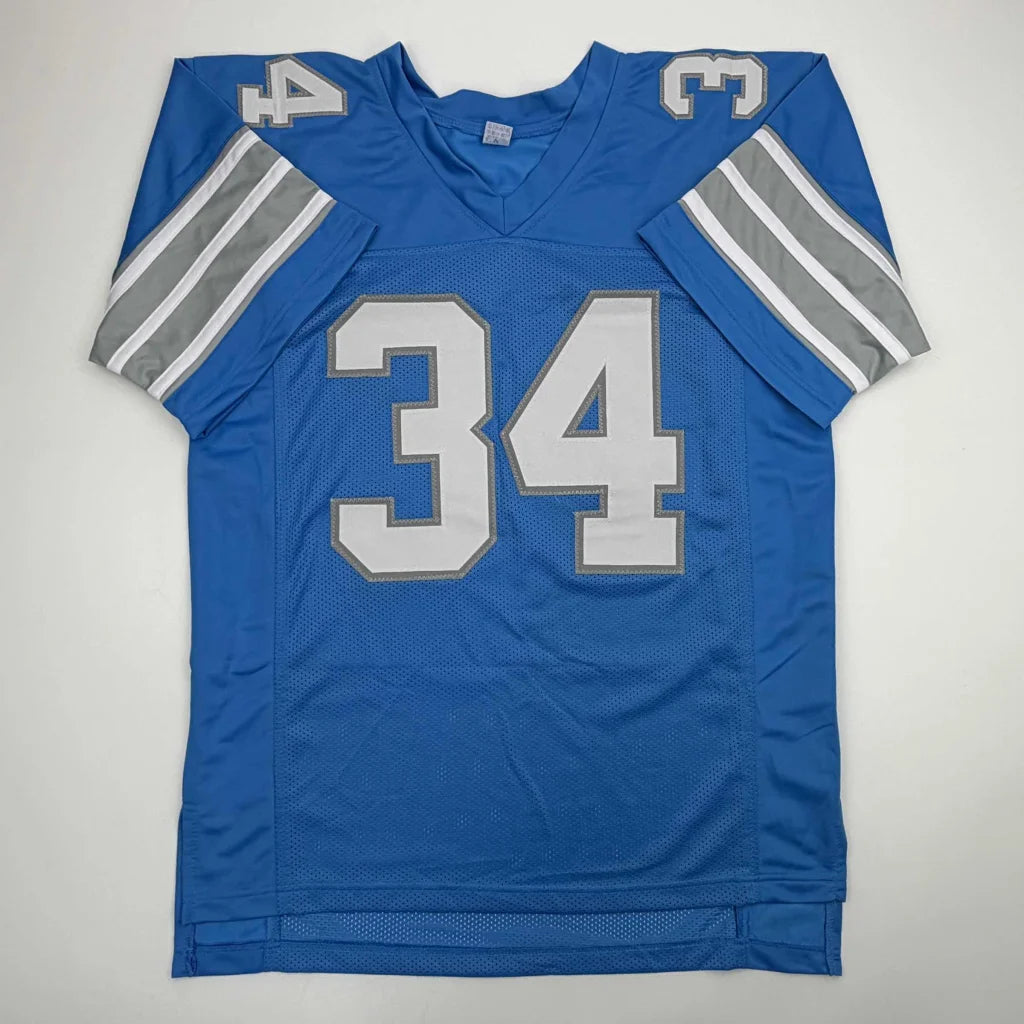 Autographed Alex Anzalone Detroit Blue Football Jersey Beckett BAS COA | Authenticated Signed Sports Jersey | vintageantiquesgifts.com