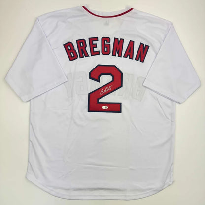 Autographed Alex Bregman white custom jersey with red 2 and signature, JSA COA