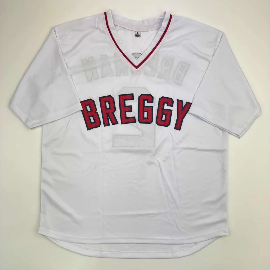 Autographed Alex Bregman white custom jersey with Breggy name, professional sports league