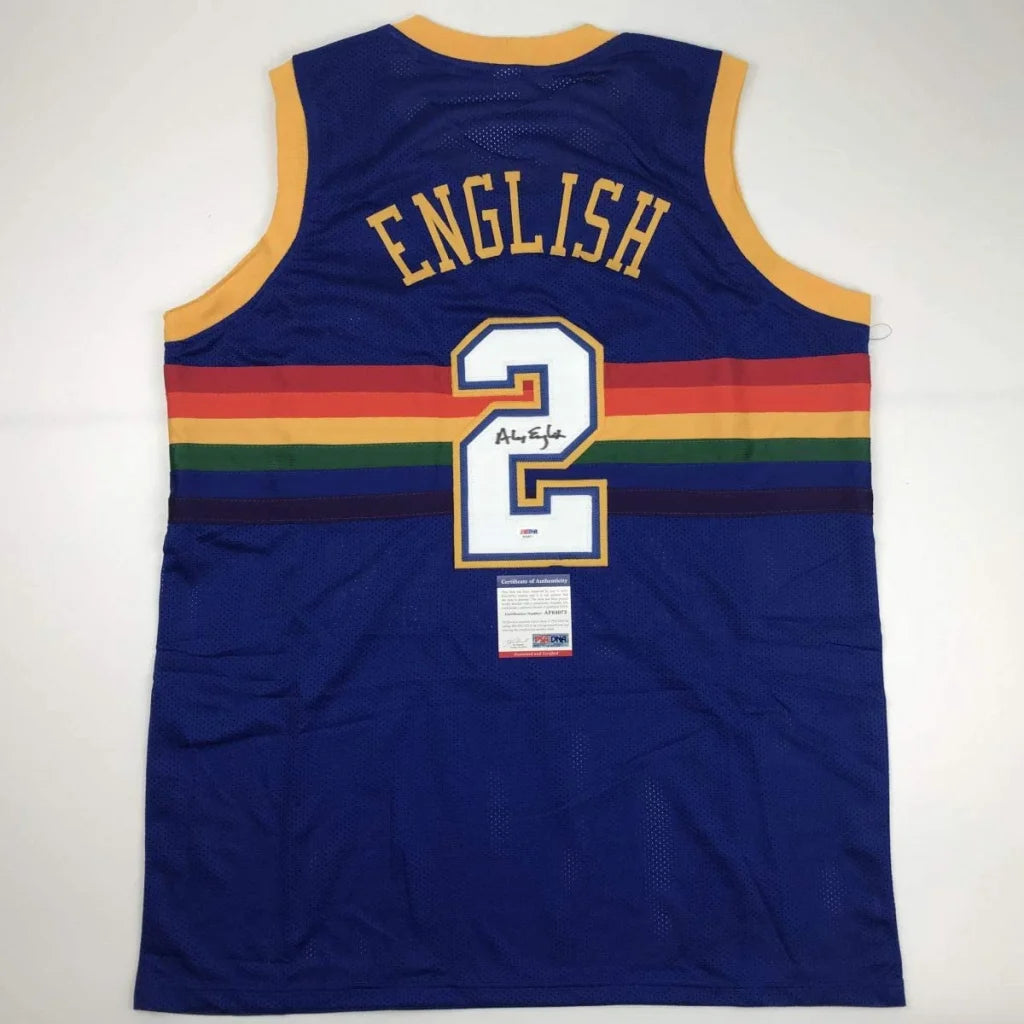 Autographed Alex English Denver Nuggets custom jersey from professional sports league