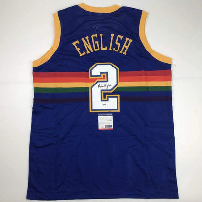 Autographed Alex English Denver Nuggets custom jersey from professional sports league