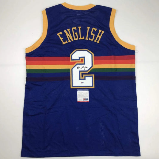 Autographed Alex English Denver Nuggets custom jersey from professional sports league