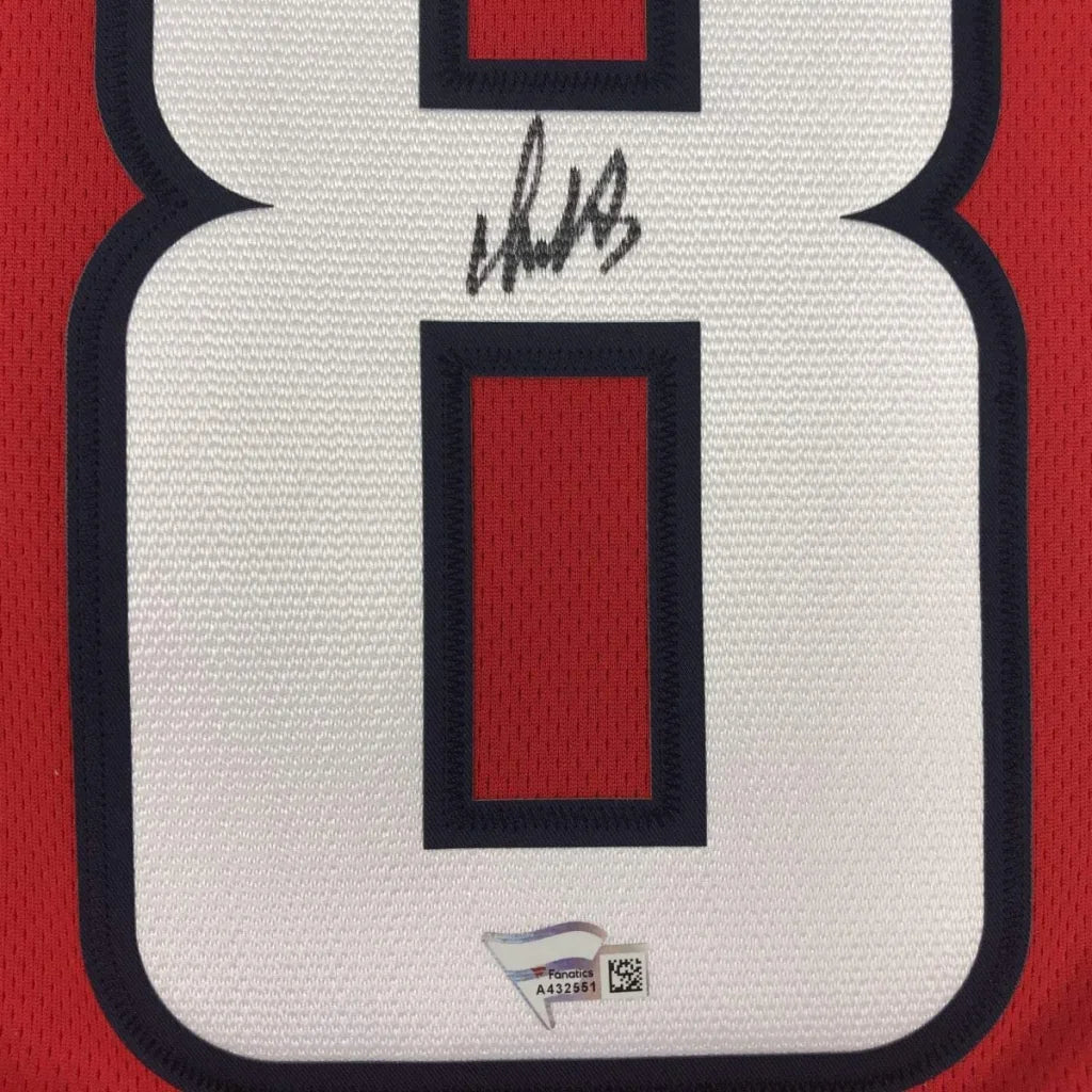 Autographed Alexander Ovechkin white custom jersey with red navy trim, Washington Capitals