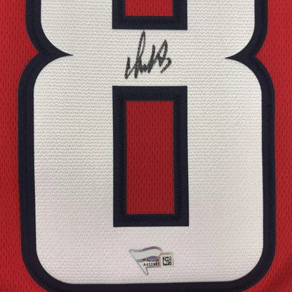 Autographed Alexander Ovechkin white custom jersey with red navy trim, Washington Capitals