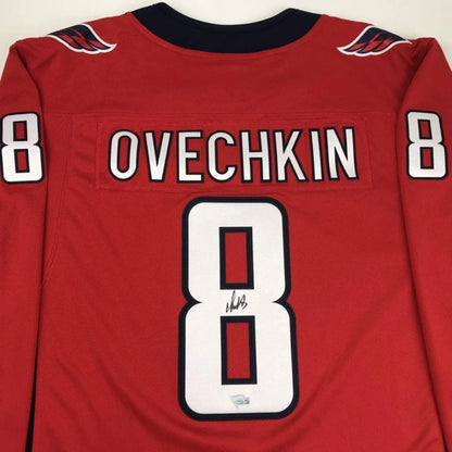 Autographed Ovechkin custom Washington Capitals red jersey, NHL pro sports league