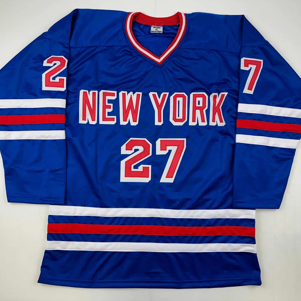 Autographed Alexei Kovalev custom New York Rangers blue jersey with 27, JSA COA