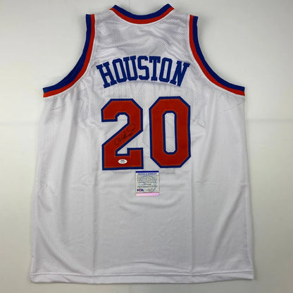 Autographed Allan Houston New York White Basketball Jersey PSA/DNA COA | Hall of Fame Sports Memorabilia | vintageantiquesgifts.com