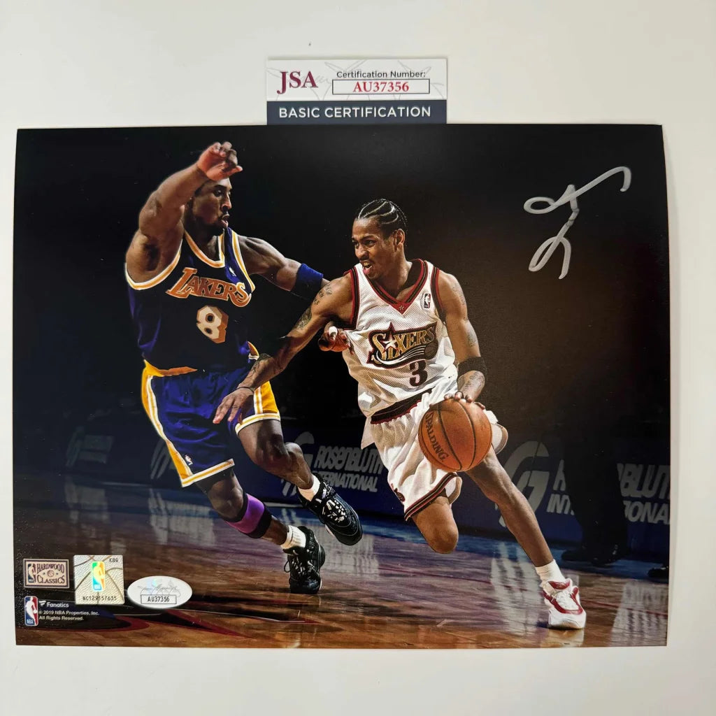 Autographed Allen Iverson Philadelphia 76ers 8x10 Basketball Photo JSA COA | Hall of Fame Sports Memorabilia | vintageantiquesgifts.com
