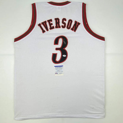 Autographed Allen Iverson white custom jersey with number 3, PSA/DNA