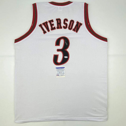 Autographed Allen Iverson white custom jersey with number 3, PSA/DNA