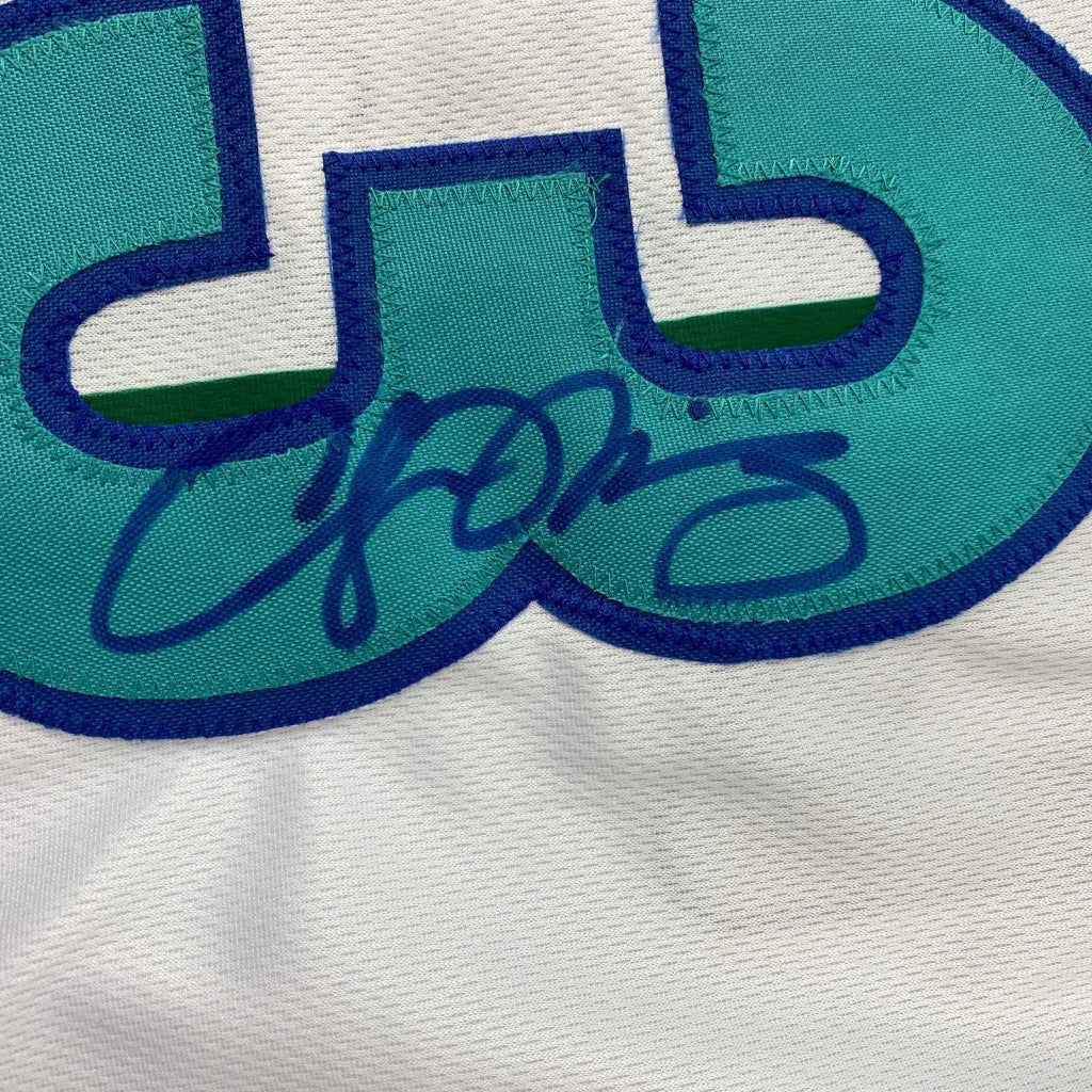 Autographed teal and blue custom jersey from the Professional Sports League era
