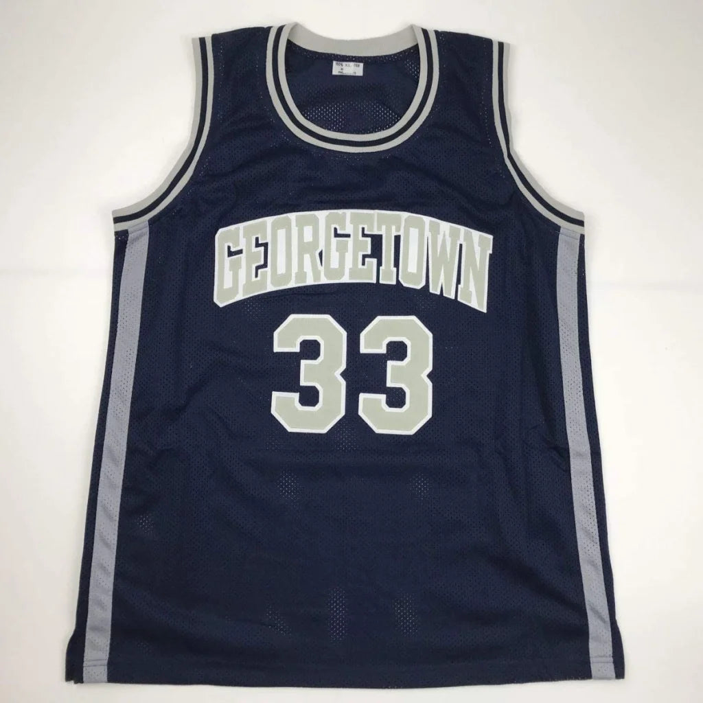 Autographed Alonzo Mourning navy blue Georgetown custom jersey with JSA COA