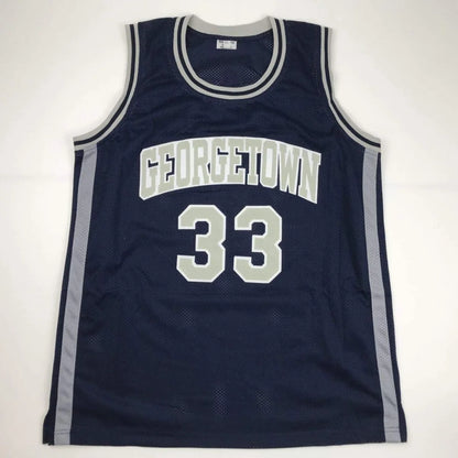Autographed Alonzo Mourning navy blue Georgetown custom jersey with JSA COA