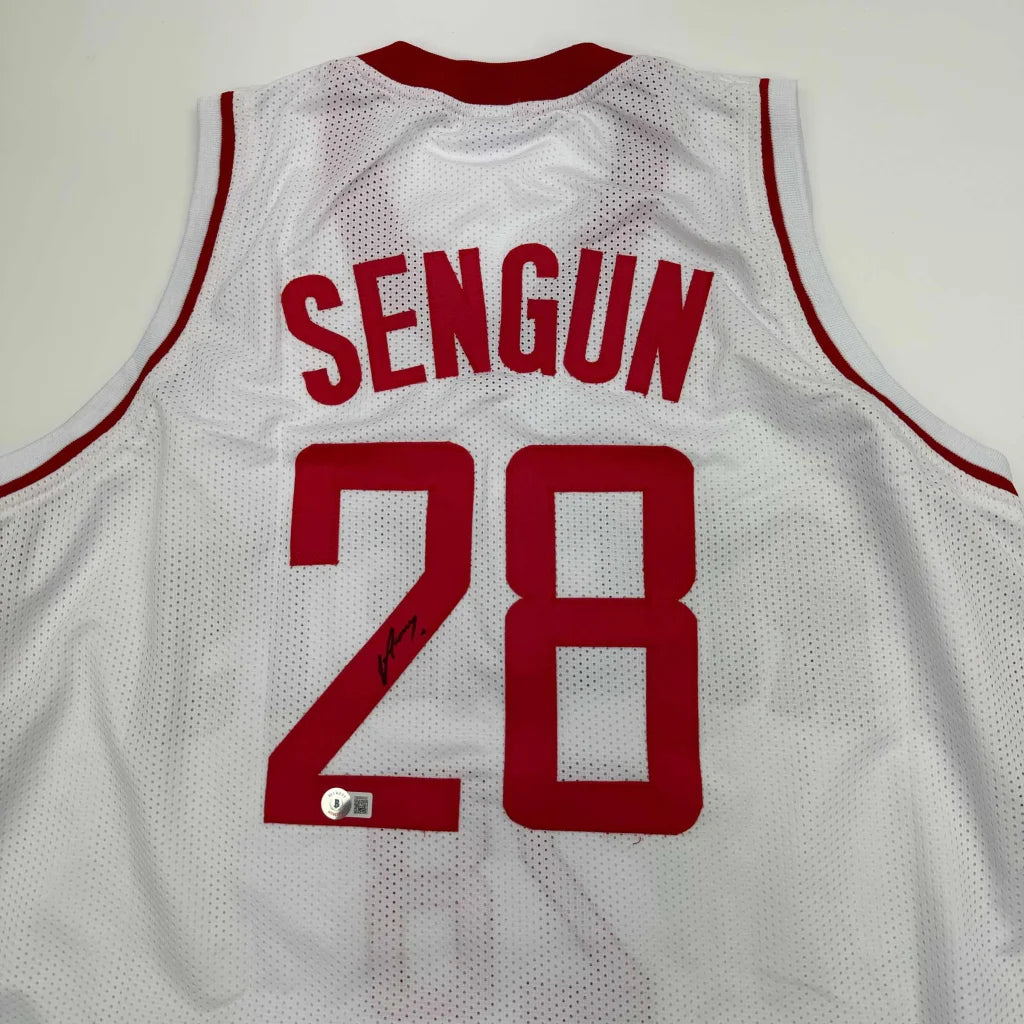 Alperen Sengun Houston White jersey sports memorabilia with autograph and authentication sticker