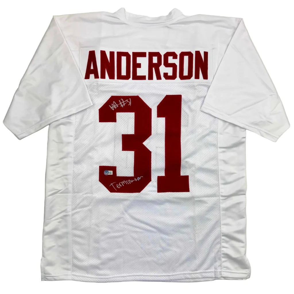 Autographed Will Anderson Terminator Alabama White College Football Jersey Beckett BAS COA | Hall of Fame Sports Memorabilia | vintageantiquesgifts.com