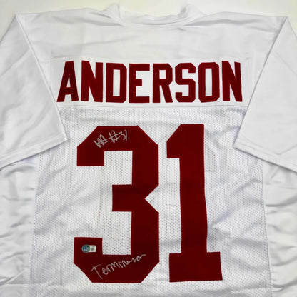 Autographed Will Anderson Terminator Alabama White College Football Jersey Beckett BAS COA | Certified Authentic Signed Memorabilia | vintageantiquesgifts.com