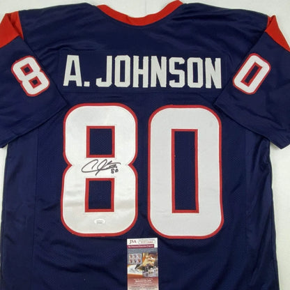 Signed navy blue custom jersey from Professional Sports League with white and red numbers