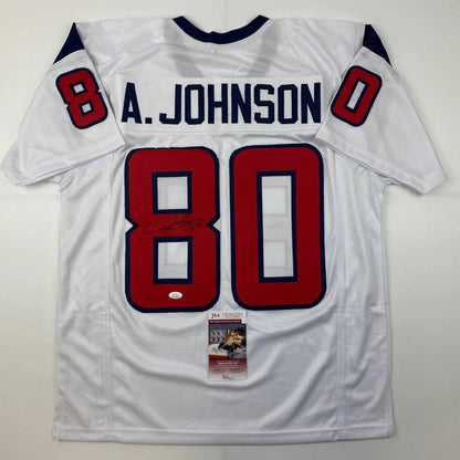 White custom jersey from Professional Sports League with red blue accents and autograph