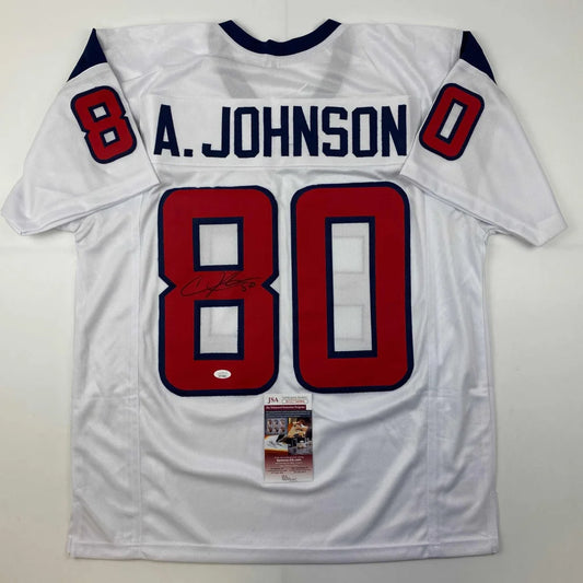 White custom jersey from Professional Sports League with red blue accents and autograph