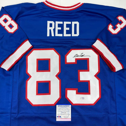 Signed REED 83 custom jersey from a professional sports league, blue sports jersey with autograph